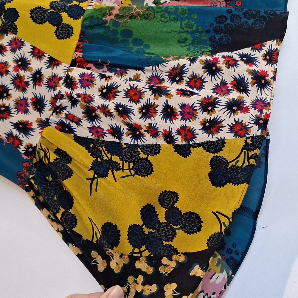 Maeve Flounce Patchwork 100% Silk Skirt Size SP - Picture 4 of 8